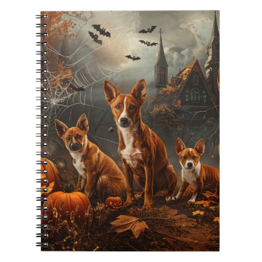 Basenji Halloween Nacht Doggy Delight Notitieboek (Voorkant)