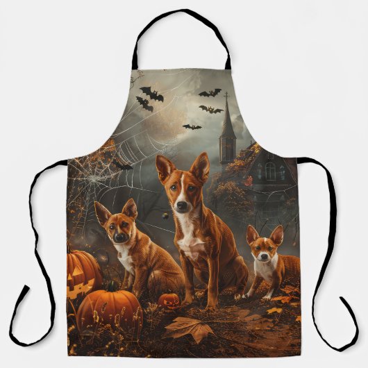 Basenji Halloween Nacht Doggy Delight Schort (Voorkant)