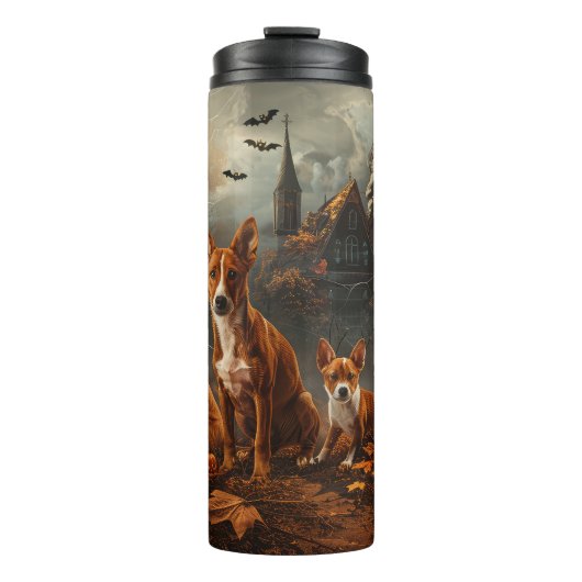 Basenji Halloween Nacht Hond Delight Thermosbeker (Voorkant)
