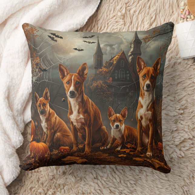 Basenji Halloween Nacht Hondendeleren Kussen (Deken)
