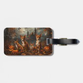 Basenji Halloween Nacht Hondensnoepje Bagagelabel (Achterkant horizontaal)