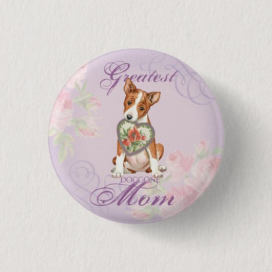 Basenji Heart mama Ronde Button 3,2 Cm (Voorkant)