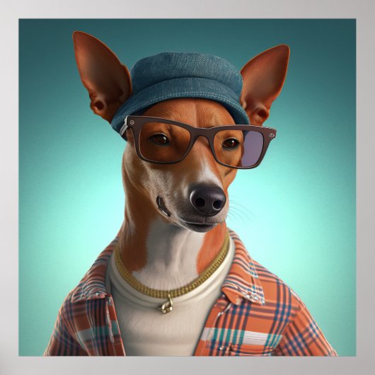 Basenji Hipster Dog Poster (Voorkant)