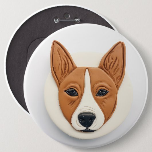 Basenji-hond 3D-geïnspireerd Ronde Button 6,0 Cm (Voorkant /achterkant)