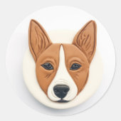 Basenji-hond 3D geïnspireerd Ronde Sticker (Voorkant)