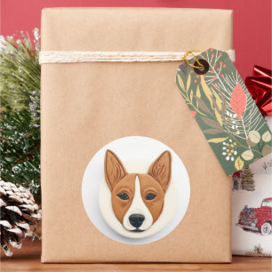 Basenji-hond 3D geïnspireerd Ronde Sticker