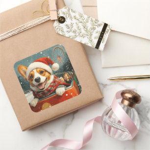 Basenji-hond achtbaan Kerstmis Vierkante Sticker
