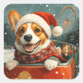 Basenji-hond achtbaan Kerstmis Vierkante Sticker (Voorkant)