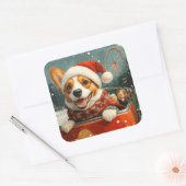 Basenji-hond achtbaan Kerstmis Vierkante Sticker (Envelop)