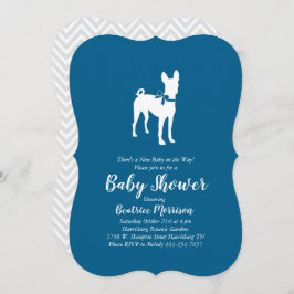 Basenji-hond baby shower jongen blauw kaart