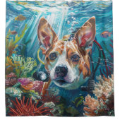 Basenji Hond Duiken Onderwater Douchegordijn (Voorkant)