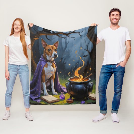 Basenji Hond grillig Halloween schilderij Fleece Deken (In situ)