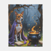 Basenji Hond grillig Halloween schilderij Fleece Deken (Voorkant)