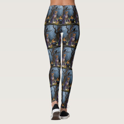 Basenji Hond grillig Halloween schilderij Leggings (Achterkant)