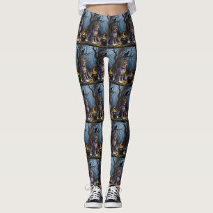 Basenji Hond grillig Halloween schilderij Leggings