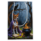 Basenji Hond grillig Halloween schilderij Medium Cadeauzakje (Voorkant)