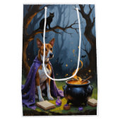 Basenji Hond grillig Halloween schilderij Medium Cadeauzakje (Achterkant)