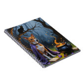 Basenji Hond grillig Halloween schilderij Notitieboek (Rechterzijde)