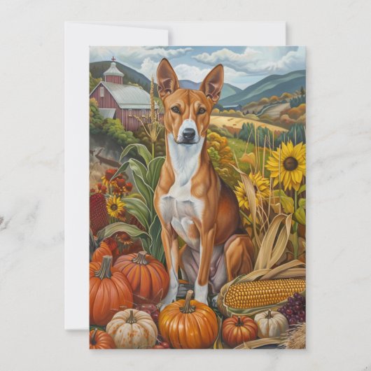 Basenji-hond herfst oogst Thanksgiving Feestdagenkaart (Voorkant)