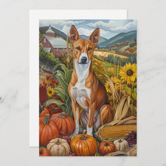 Basenji-hond herfst oogst Thanksgiving Feestdagenkaart (Voorkant / Achterkant)