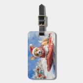 Basenji Hond in Sledge Laat het Sneeuw Kerstmis Bagagelabel (Voorkant verticaal)