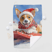 Basenji Hond in Sledge Laat het Sneeuw Kerstmis Golfhanddoek (Insitu)