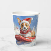 Basenji Hond in Sledge Laat het Sneeuw Kerstmis Papieren Bekers (Achterkant)