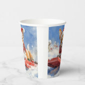 Basenji Hond in Sledge Laat het Sneeuw Kerstmis Papieren Bekers (Rechts)