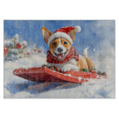 Basenji Hond in Sledge Laat het Sneeuw Kerstmis Snijplank (Voorkant)