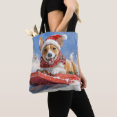Basenji Hond in Sledge Laat het Sneeuw Kerstmis Tote Bag (Dichtbij)