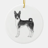 Basenji-hond in zwart en wit met aangepaste tekst keramisch ornament (Voorkant)