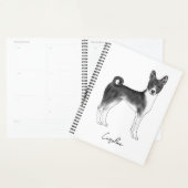 Basenji-hond in zwart en wit met aangepaste tekst planner (Display)