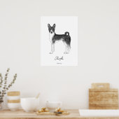 Basenji-hond in zwart en wit met aangepaste tekst poster (Keuken)