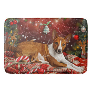 Basenji Hond Kerstfeest Badmat