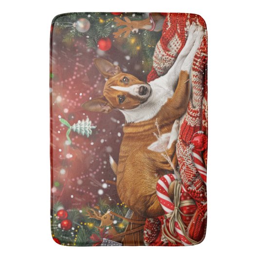 Basenji Hond Kerstfeest Badmat (Voorkant Verticaal)