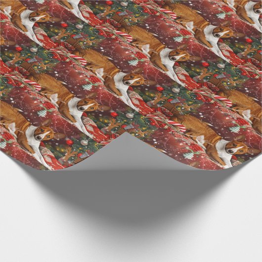 Basenji Hond Kerstfeest Cadeaupapier (Hoek)