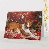 Basenji Hond Kerstfeest Kaart (Gele Bloem)