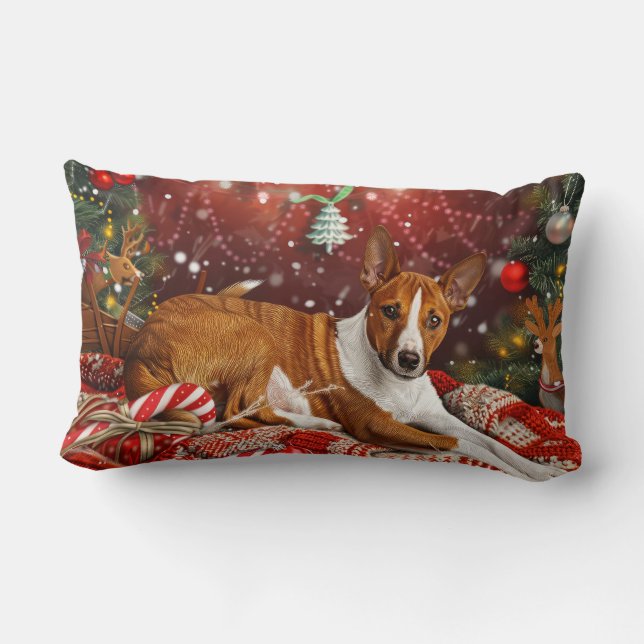 Basenji Hond Kerstfeest Kussen (Achterkant)