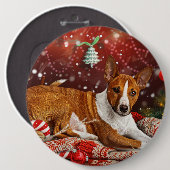 Basenji Hond Kerstfeest Ronde Button 6,0 Cm (Voorkant /achterkant)