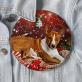 Basenji Hond Kerstfeest Ronde Button 6,0 Cm (In situ)