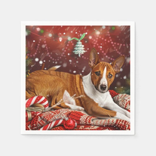Basenji Hond Kerstfeest Servet (Voorkant)