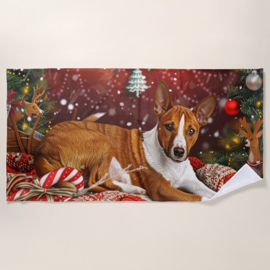 Basenji Hond Kerstfeest Strandlaken (Voorkant)