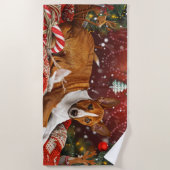Basenji Hond Kerstfeest Strandlaken (Voorkant)