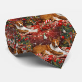 Basenji Hond Kerstfeest Stropdas (Opgerold)