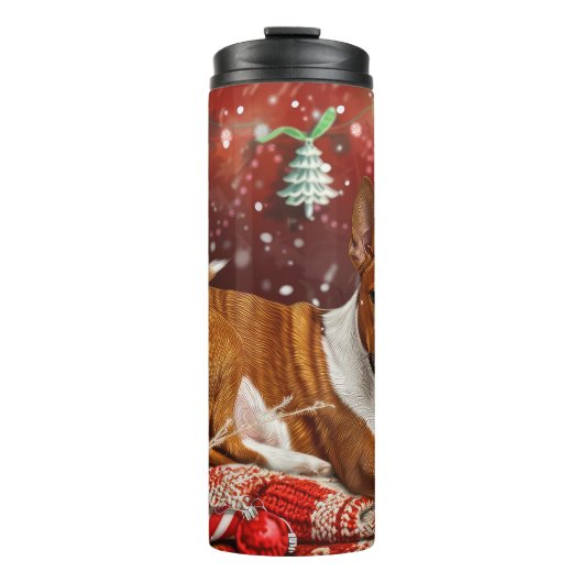 Basenji Hond Kerstfeest Thermosbeker (Voorkant)