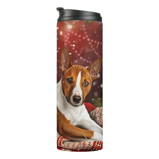 Basenji Hond Kerstfeest Thermosbeker (Geroteerd rechts)
