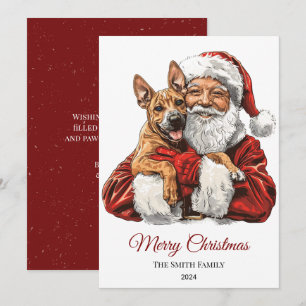 Basenji hond Kerstman Kerstmis Feestdagenkaart