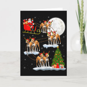 Basenji hond Kerstman slee vliegend grappig magisc Kaart