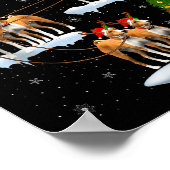 Basenji hond Kerstman slee vliegend grappig magisc Poster (Hoek)