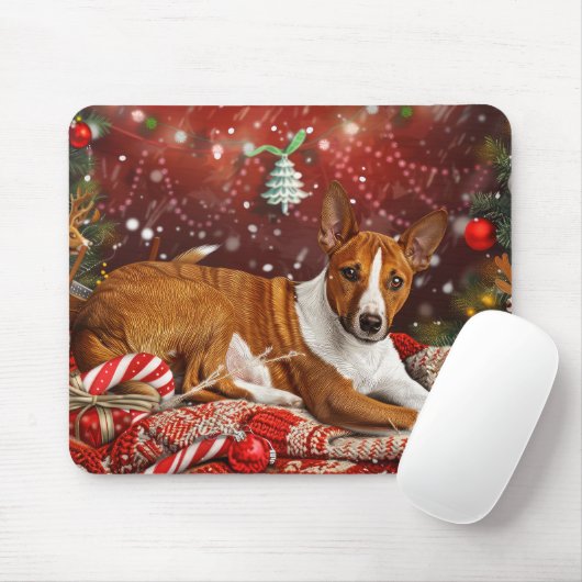 Basenji-hond Kerstmis Festiviteit Muismat (Met muis)